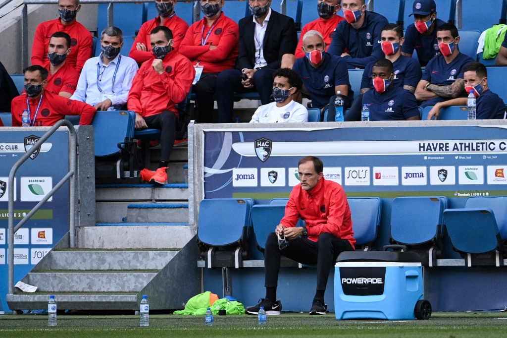 L'entraîneur allemand du PSG Thomas Tuchel lors d'un match amical contre le Havre le 12 juillet 2020